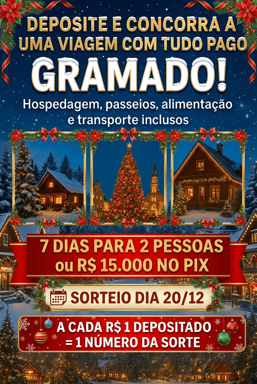 Deposite e concorra: viagem com tudo pago para Gramado